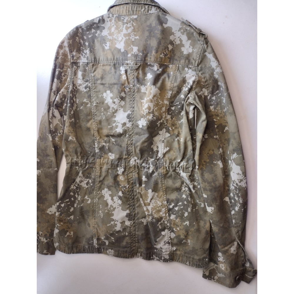 Aeropostale Womens Green Floral Camo Utility Jacket Button Up Drawstring Small - Picture 2 of 6